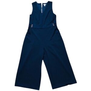 Navy Wide Leg Cropped Jumpsuit